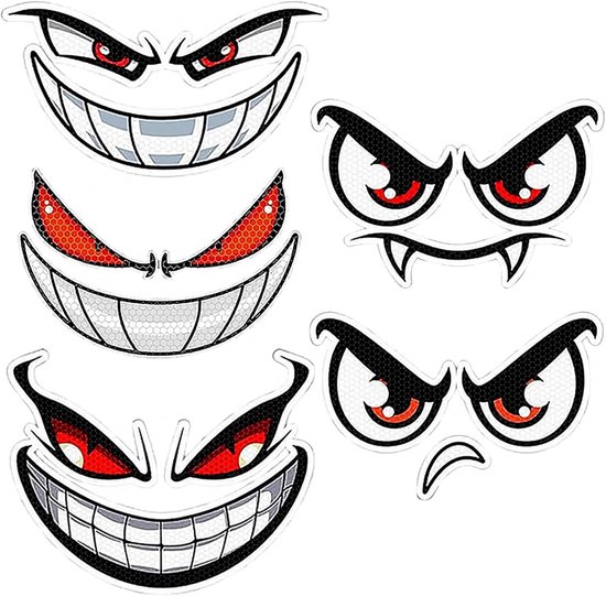 5 stuks stickers voor robotmaaier, stickers ogen, waterdichte zelfklevende ogen, zelfklevende stickers, demon, reflecterende oogstickers, voor waarschuwing, auto, fiets, zuigrobot, decoratie