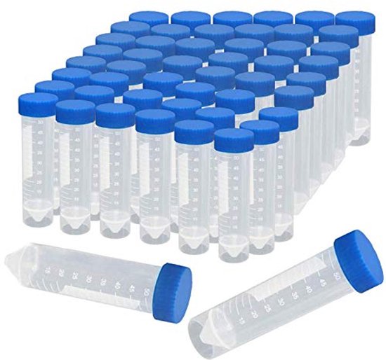 50 stuks 50 ml centrifugebuizen met deksels - Duidelijke reageerbuizen met gemarkeerde schaalverdelingen van Merkloos