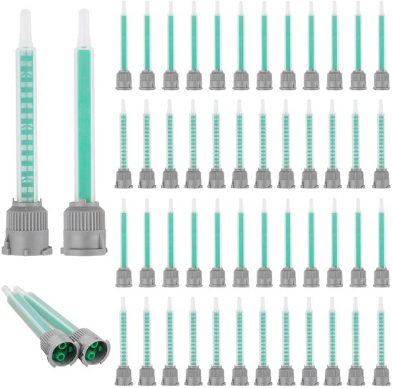 50 stuks 9 cm statische mengmondstukken voor 2K-lijm, epoxyhars mengmondstuk 1:1 & 1:2 mengverhouding, geschikt voor 50 ml cartridges, ideaal voor tweecomponentenlijm en kunststoflijm