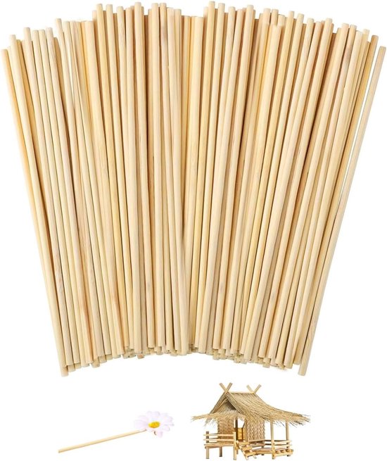 50 Stuks Houten Stokken voor Creatief Knutselen, Ideaal voor Suikerspin, Ambacht en DIY Projecten, 30 cm × 3 mm