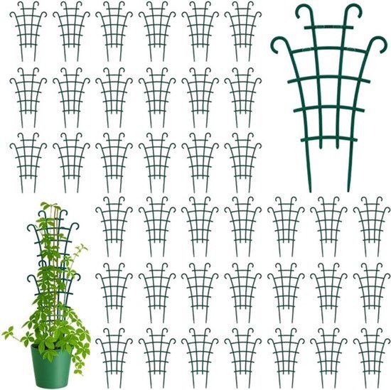 50 stuks klimrekken voor potplanten, ondersteuning voor klimplanten, stapelbare plastic tuinsteunen voor binnen en buiten, ideaal voor bloemen en groenten, 10 x 6 inch