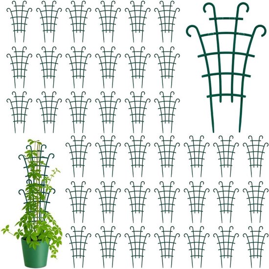 50 Stuks Plant Trellis voor Potplanten, Ondersteuning voor Klimplanten, Stapelbare Plastic Tuinsteunen voor Binnen en Buiten, Ideaal voor Bloemen en Groenten, 10 x 6 Inch
