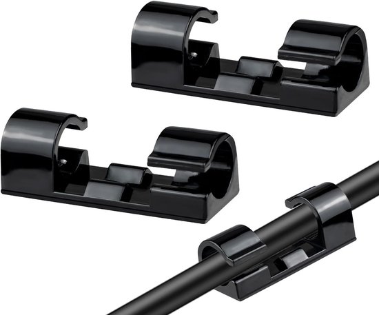 50 Stuks Zelfklevende Kabelbeheerclips - Kabelorganizers voor TV, PC en Laptop - Draadbevestigers voor Thuis en Kantoor (Zwart) van Merkloos