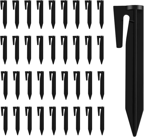 50 stuks - zwarte kunststof grondankers, PP grondankers, haringen, bevestiging voor robotmaaier, begrenzingskabel, onkruidvlies, tuinvlies, tent, 8,5 cm