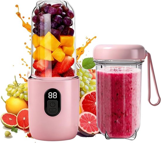 500 ml Draagbare Mixer, Mini-Mixmachine Met Led-Display, Krachtige Snoerloze Miniblender, Sapbeker Voor De Bereiding Van Melkschoppen, Vruchtensap, Smoothies