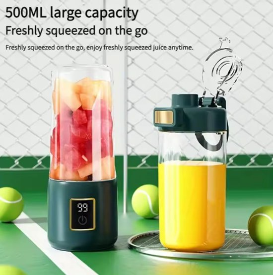 500 ml multifunctionele draagbare elektrische sapcentrifuge, mini-blender voor thuis, USB-oplaadbaar sapbeker voor fruit en groenten - olijfgroen van Merkloos