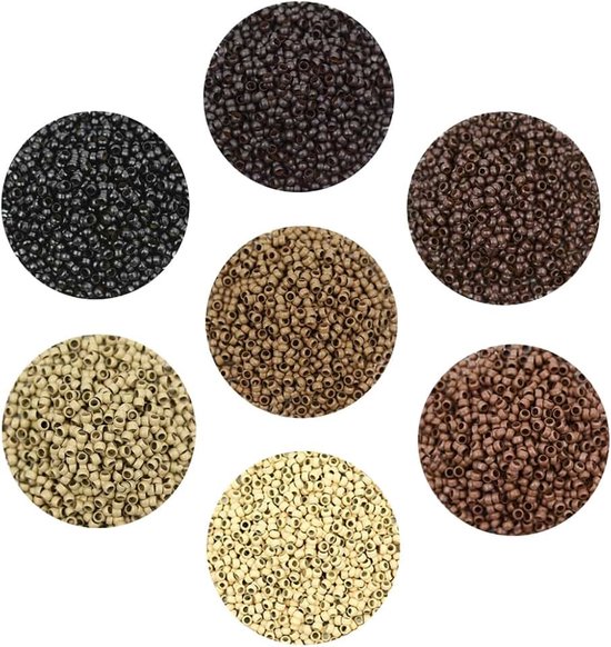 500 stks 2.5mm Koper Nano Rings Micro Links Ringen Kralen voor Hair Extensions Veer Extension Haar Kralen (Bruin)