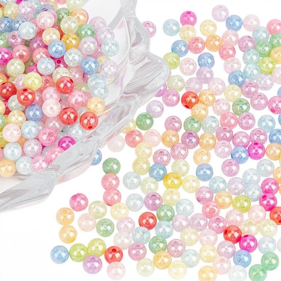 500ST ACRYL BUBBLE PARELS met Gat kleurrijk Crackle Transparant Bubblegum Rond Chunky Resin Bal AB-kleur Losse Spacer Parel voor Sieraden Maken Kettingen Armbanden DIY Knutselmaterialen