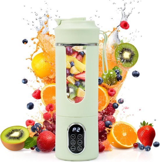 530ML - Draagbare Blender - Mini Elektrische USB Sapmachine - Automatische Reiniging - Persoonlijk voor Smoothies en Shakes - Groen van Merkloos