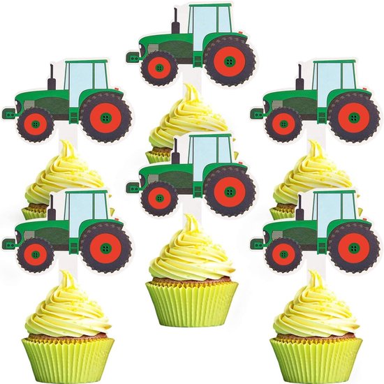 56-delige Tractor Toppers voor Cupcakes - Boerderij Feest Decoraties voor Baby Shower en Kinderfeestjes van Merkloos