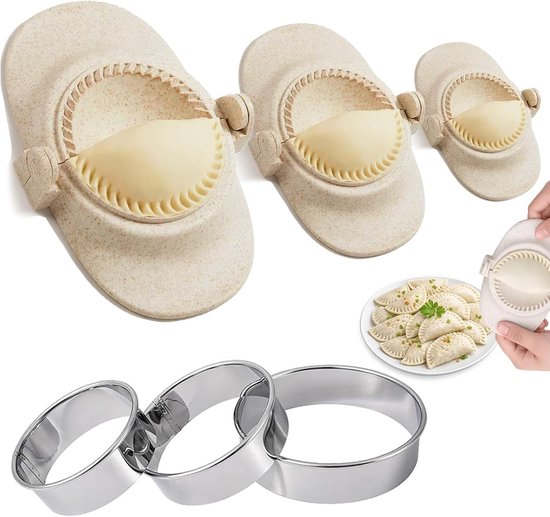 6-delige deegpersset, 3 sets deegzakken en pastasnijders in verschillende maten, voor ravioli, voet, knoedels (7/8/11 cm)