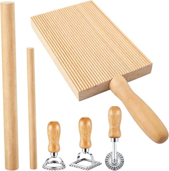 6-delige handmatige pastamachine, gereedschapsset voor het maken van pasta, gnocchiplank, praktische accessoires met - ShopVlot