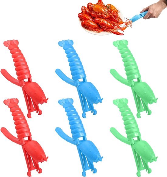 6-delige Kreeftenschiller Set in 3 Kleuren, Handige Plastic Schillers voor Gemakkelijk Pellen van Garnalen en Kreeften zonder Vervuilde Handen