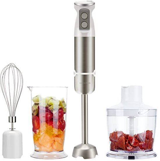 6-Snelheden 4-in-1 Handmixer met 600ml Bekker en 500ml Maalapparaat van Emerio