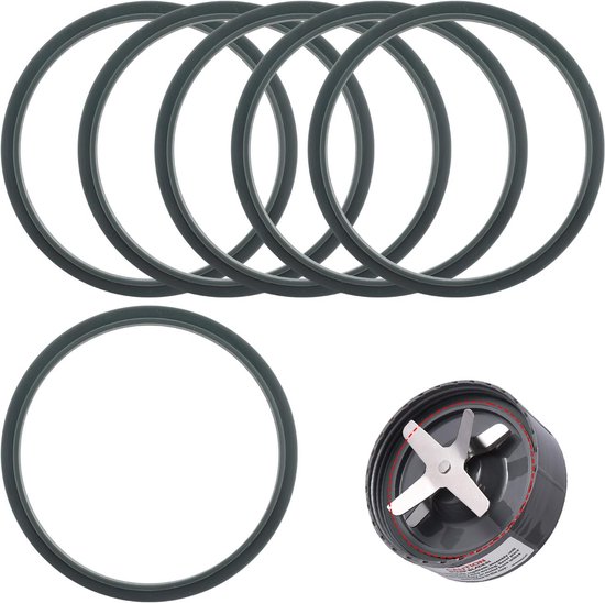 6 Stuks Blenderpakkinge - Afdichtring - Blender Vervangende Onderdelen - Water Bestendige Sluitring - O-Ring Afdichting Pakkingaccessoires - Siliconen - Geschikt Voor Nutri Bullet Nutribullet 600w/900w Blender Pakkingen - Grijs van Merkloos