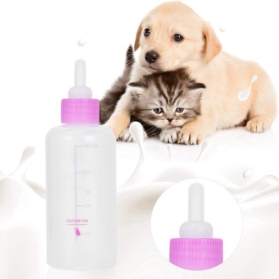 6 Stuks Flesje en Spuit voor Katten en Honden - Voedingsaccessoires voor Puppy’s en Kitten met Vervangbare Teat - 60ml van Merkloos