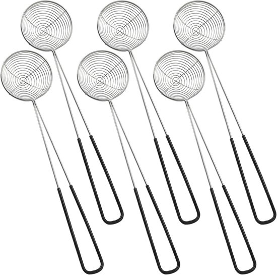 6 Stuks - Fondue netjes - RVS Fonduenetjes - Fonduenet - Fonduenetten - Fondue mandjes - Fondue Zeef - met handvat - voor boba parels, pasta, tortellini, gehaktbal en koken