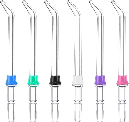 6 stuks monddouche opzetstukken compatibel met Waterpik WP-100 WP-660 Oral B Universal Jet Tips reservemondstukken tandreiniging monddouche accessoires set voor dagelijkse mondhygiëne en grondige
