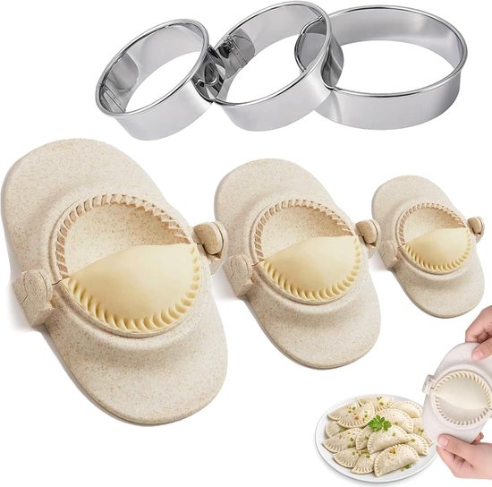 6 stuks raviolivormen, knoedelmachine, 3 sets raviolivormen in verschillende maten en uitsteekvormpjes, voor het persen van deeg, Wonton (7/8/11 cm)