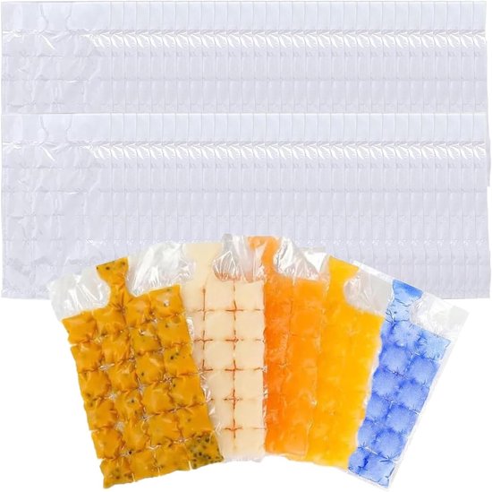 60 Stuks IJsblokjeszakken, 1440 IJsblokjes, Voedselveilige Plastic IJsblokjesmaker voor Drankjes, BBQ en Kamperen