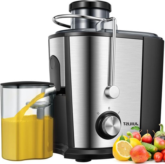 600 W sapcentrifuge - antidruppel- en antislipfunctie - hele groenten en fruit - 65 mm brede mond - 2 snelheden - inclusief recept - makkelijk sapcentrifuge groenten en fruit van $
