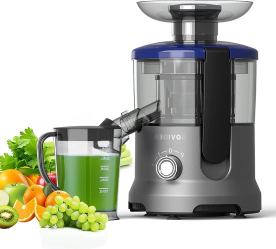 600 W sapcentrifuge machine voor groenten en fruit - roestvrij staal - 76 mm toevoeropening - 3 snelheden - anti-druppelfunctie - oververhittingsbeveiliging - gemakkelijk te bedienen sapcentrifuge groenten en fruit