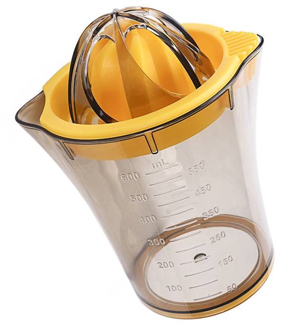 600ml Handmatige Citruspers met Uitsteker - Handheld Citroen - blender- Sinaasappel- en Limoenpers - Dubbele Uitschenktuiten, Antislip Onderstel - Draagbare Handpers Juicer voor Keuken en Reizen (1 stuk) van Merkloos