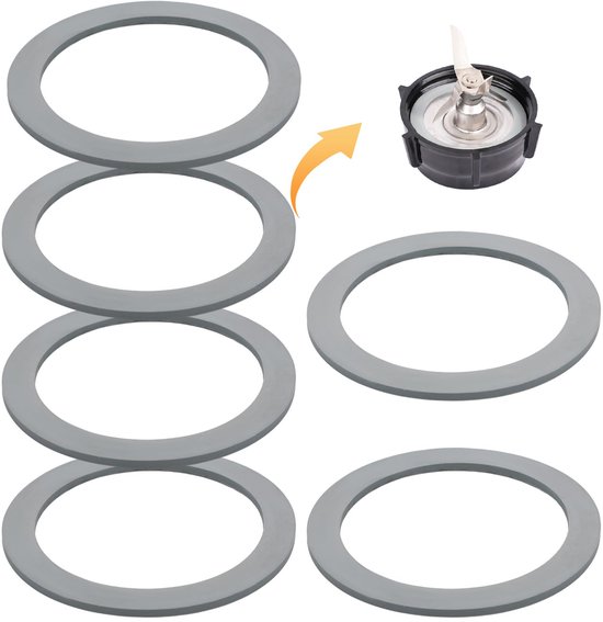 6Pc Blender Gasket for Oster, Blender Rubber Ring Replacement Grey O-Ring Blender Gasket Replacement Compatible with Oster Osterizer van Felji
