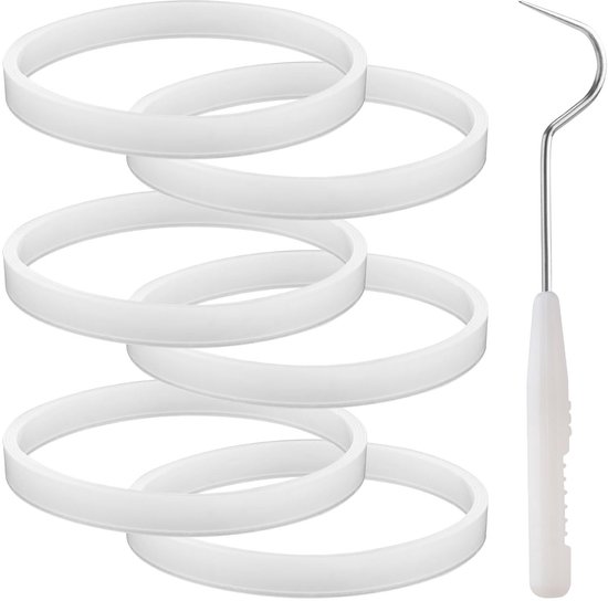 6pcs Sealing Ring Gaskets - O-Ring Vervanging - Wit Silicone Seals voor Nutri Ninja Blender - 10cm met Haak voor Auto-iQ Pro Extractor CT680 BL456-30 BL480 BL681A BL682 BL640 van Merkloos