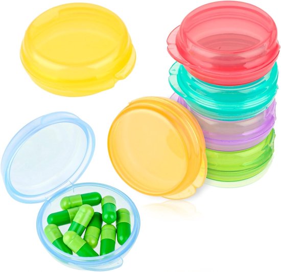 7-delige Kleine Pillen Organizer Box, Draagbare Pillenhouders voor Reizen, Mini Medicijncontainers voor Pocket en Handtas, Ideaal voor Cod Liver Oil en Dagelijkse Medicatie van Merkloos