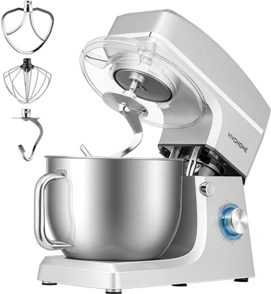 7.5 Liter 660W 6-Snelheden Stand Mixer - Zilver van Merkloos