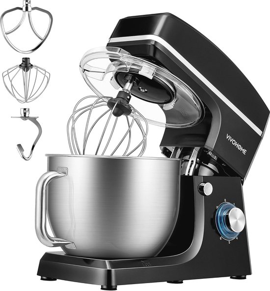 7.5 Quart 660W 6-Speed Stand Mixer - Zwart van Merkloos