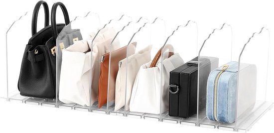 8-delige verstelbare handtasopslag organizer met scheidingswanden voor kasten, helder acryl, ideaal voor slaapkamer en keukenopslag van Merkloos
