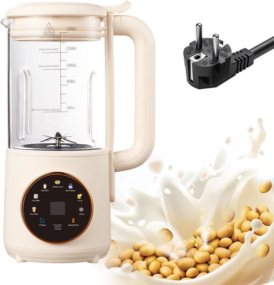 8-in-1 automatische plantaardige melkmaker 1400 ml sapcentrifuge met 16 messen en uitgestelde start