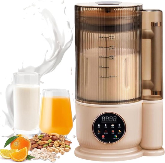 8-in-1 Automatische Sojamelkmaker, 1,5 Liter Notenmelkmaker, Met Zelfreiniging, 12 Messen, Geluiddichte Hoes, Maakt Amandelmelk, Havermelk, Plantenmelk, Sap Met 24 Uur Vertragingstimer white van Merkloos