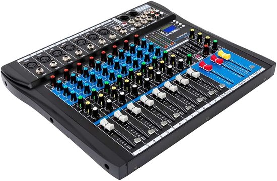 8-kanaals stereo met 48V fantoomvoeding, podcast mixer, microfoon/lijningang, USB MP3-ingang, Sound Mixer DJ Mixer Board, console, zwart (8)