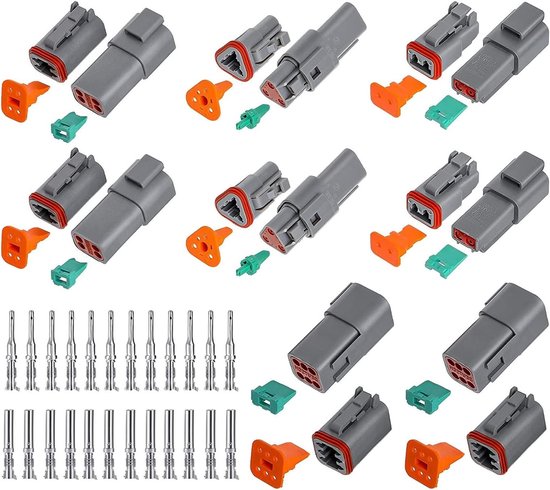 8 Sets Waterdichte Connectoren, 2/3/4/6 Pin DT Connectoren, Elektrische Auto Terminal Stekkers voor Motor, Scooter, Vrachtwagen en Boot