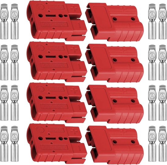 8 stuks 50A 24V/600V batterij snelconnector voor Anderson Powerpole, 50 Amp Quick Disconnect Aansluiting Modulaire Plug Koperen Terminal voor 6-12AWG AC/DC Voertuig Heftrucks Trailer Elektrisch
