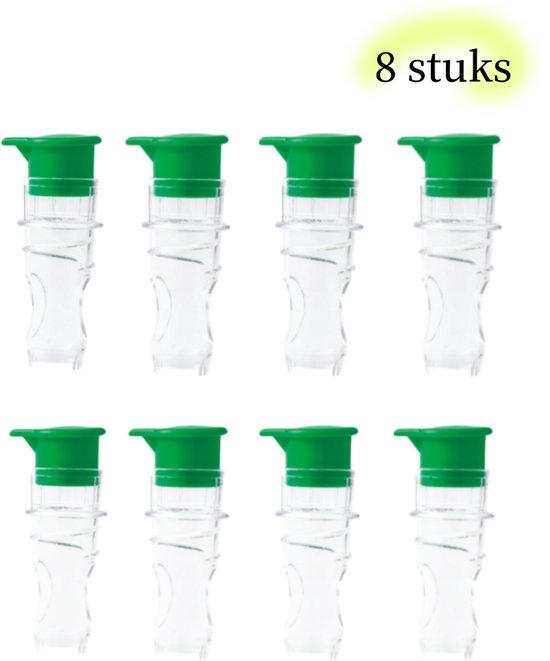 8 stuks handmatige citruspers - van voedselveilig kunststof - met geïntegreerd filter - voor citroen en sinaasappel - groen