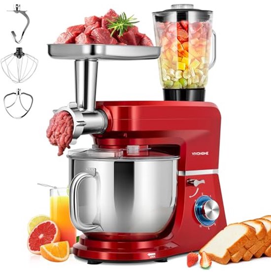 8.5QT 6-IN-1 Staande Mixer - Rood van Proteam