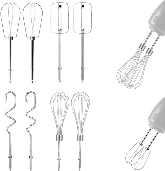 8st Handmixeraccessoires, 4 Stijlen Zilver Roestvrij Staal Handmixer Benodigdheden voor Kleine Keukenapparaten Compatibel met BLACK & DECKER voor Vervanging van Blenders