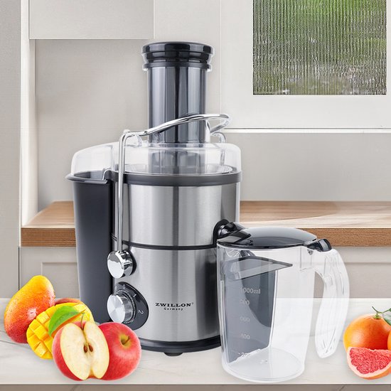 900W Centrifugal Juicer - 2-Speed Hoge Snelheid Sapmachine - 1L Sapkan & 2L Pulpreservoir - RVS & ABS - Stil en Multifunctioneel voor Thuisgebruik van Nexser