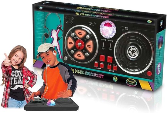 916D00040 DJ-mengpaneel met verschillende bases en disco-effecten, inclusief lichtbal, helmen en micro-verbinding met verschillende apparaten, + 5 jaar, afmetingen 39 x 4 x 20 cm
