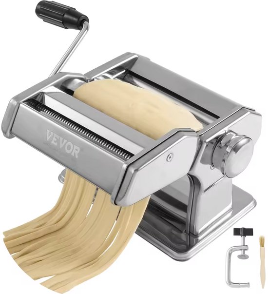 Aafinity Handmatige Pastamachine Set - Roestvrijstalen Noedelroller met 9 Dikte-instellingen en Dubbele Snijinrichting voor Spaghetti en Lasagne van Merkloos