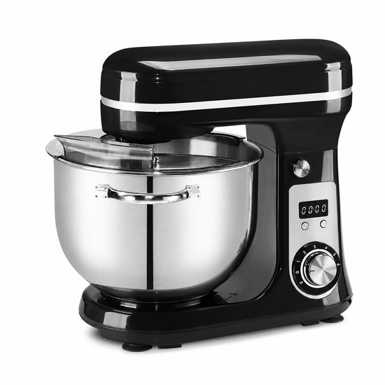 AALVERO - Deegmixer - Keukenmachine - Zweepdeegkneder - Inclusief accessoires - 6 snelheden - 6L - Stille motor - 1200W - Zwart