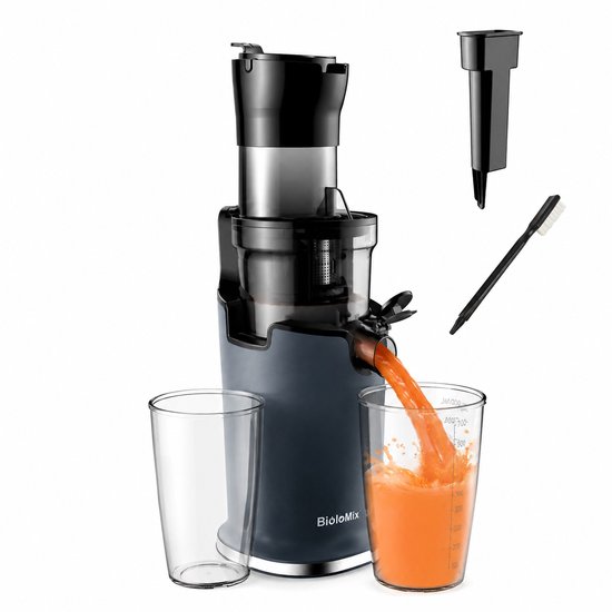 AALVERO - Sap pers - sapcentrifuge - slow juicer - Vruchtenpers - 78 mm Invoer - 200w - Fruit en Groenten - Easy clean - Zwart