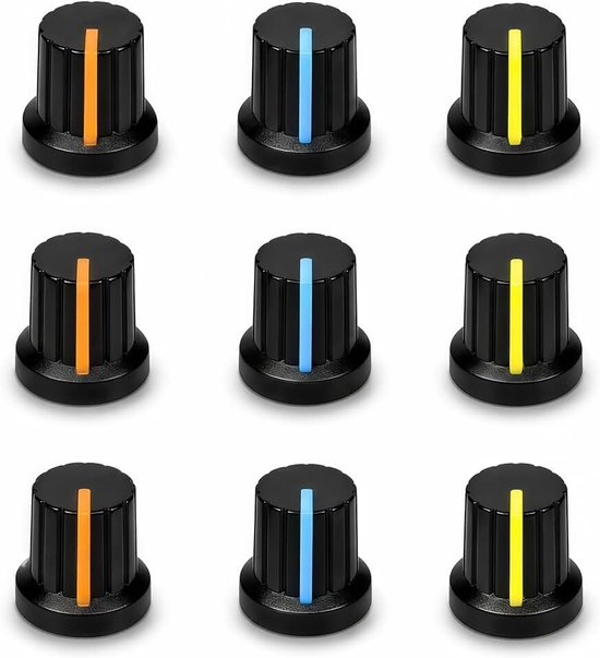 Aangepaste Audio Sampler D Type Potentiometer Controle Knoppen Compatibel met Akai MPC Sample, 15,5 x 15 mm Plastic Audio Volume Knoppen met Drie Kleurmarkeringen voor een Gepersonaliseerde