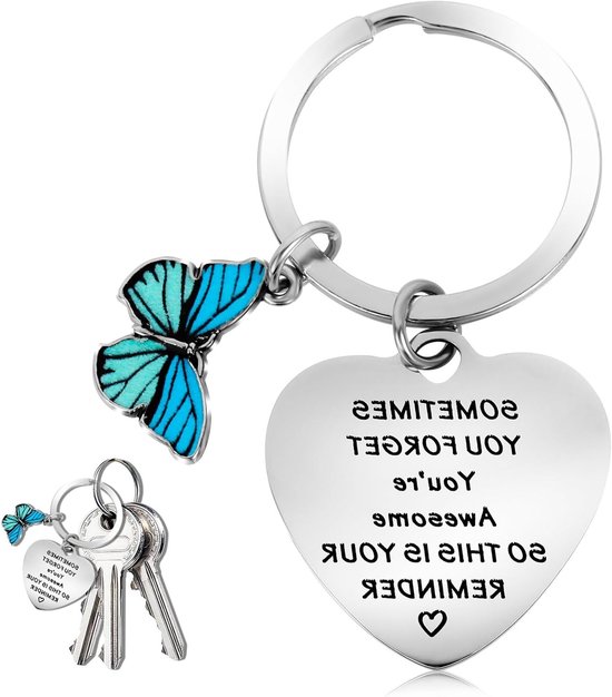Aanmoediging Sleutelhanger voor Meisjes, Vlinder Gelukssymbool, Poëzie Sleutelhanger met Hanger voor Autosleutels en Portemonnee, Perfect Cadeau voor Vriendinnen