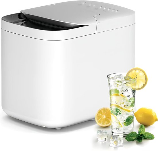 Aanrecht ijsmachine - Elektrische ijsmaker - Snelle ijsblokjes - Zelfreinigend UV-sterilisatie - 9 blokjes 6 min - Wit van Merkloos