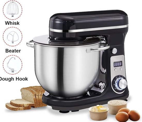 AB Shop - Keukenrobot - Keukenmixer - voedsel mixer - Blender - Stille motor - Crème ei garde - Deeg kneder - 6 snelheid standen - 1200 W - 6 liter capaciteit - Keukenmixer - Keukenmixer met kom - Keuken machine - Keukenmixer staand -Zwart van Merkloos